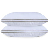 Hotel Quality Hollow-Fiber Filled Pillows (Pack of 2) – Plush Down-Alternative, Breathable, Hypoallergenic, Medium-Firm Support, Quick Bounce-Back, Double Piping Standard Pillows