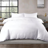 Siesta Zen 100% Cotton Hotel Luxury Sateen Duvet Cover Set, 2cm Satin Stripe, Ultra-Soft, Breathable & Hypoallergenic