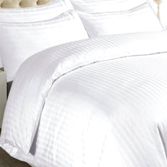 Siesta Zen 100% Cotton Hotel Luxury Sateen Duvet Cover Set, 2cm Satin Stripe, Ultra-Soft, Breathable & Hypoallergenic