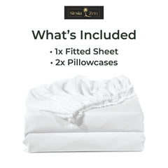 Siesta Zen 3 Piece Cotton Rich Fitted Sheet Set, 250 Thread count, 30cm Deep Pocket, Ultra Soft & Wrinkle Resistant