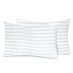 Siesta Zen 100% Cotton Luxury Hotel Sateen Pillow Covers (Pair) 2cm Satin Stripe, Ultra-Soft, Breathable & Hypoallergenic