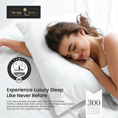 Siesta Zen 100% Egyptian Cotton Pillow Cover Set (2 Pieces) 300 Thread Count Percale, Ultra-Soft, Housewife Style Hotel Quality Pillowcases