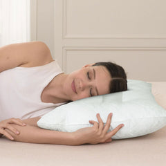 Ultimate Sleep Bamboo Filled Pillow (Pack of 2) Standard Size Ergonomic Bed Pillows with Zipper, Virgin Hollowfiber Fill, Hypoallergenic, Breathable Cervical Neck Support for Side Sleepers