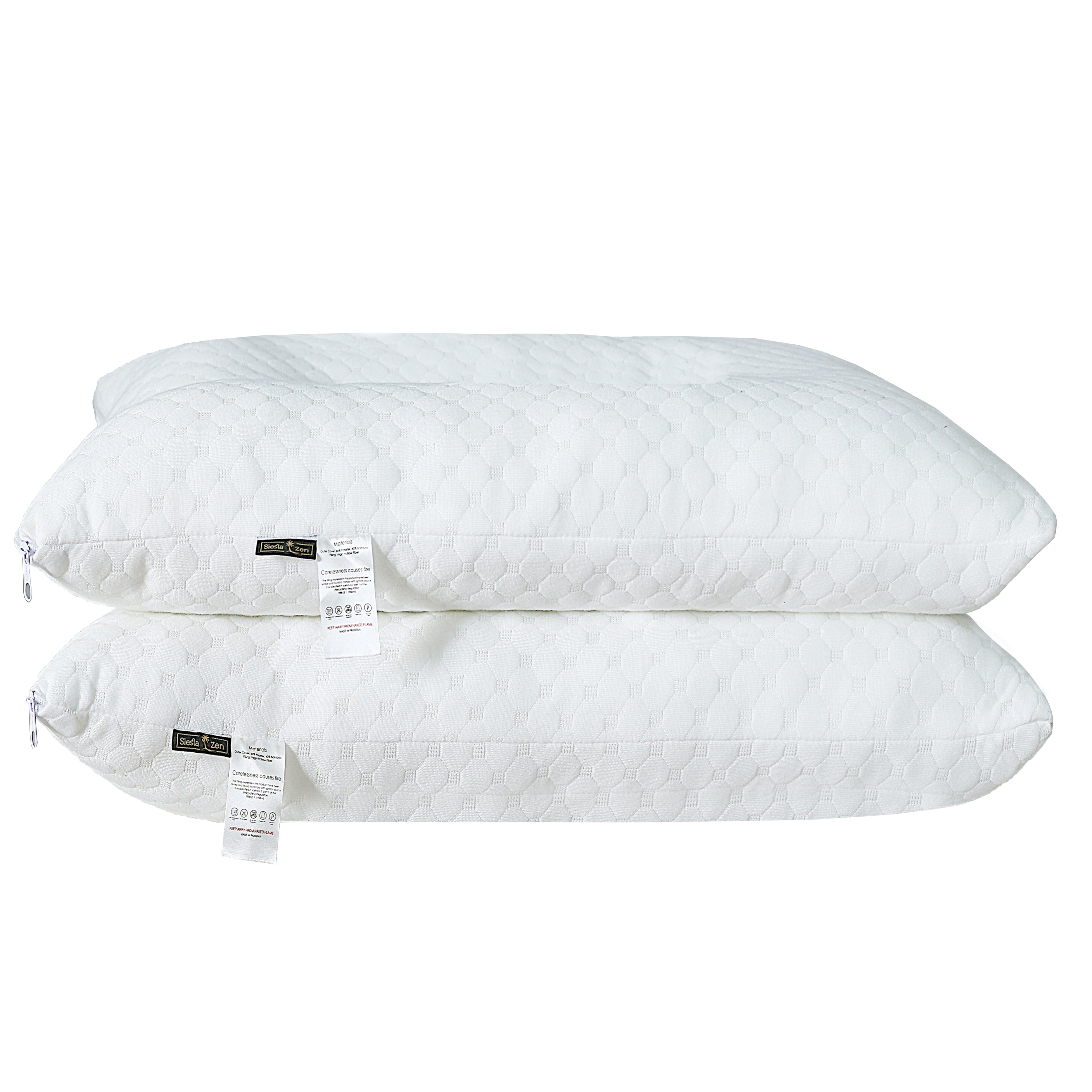 Siesta Zen Gentle Cervical Bamboo Air Flow Neck Support Pillow Filled with Vergin Hollowfiber Odorless, Ergonomic Contour Design for Neck & Spine Alignment Soft, Hypoallergenic (2, Standard Size)