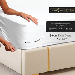 Siesta Zen 100% Egyptian Cotton Sateen 800 Thread Count Fitted Sheet 30cm Deep Pocket Hotel Quality