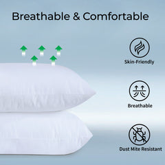 Hotel Quality Pair of Standard Hollow-fiber Filled Pillow, Breathable, Hyperallergenic, Plush Hotel-Style Down Alternative, Medium-Firm Support, Quick bounce back