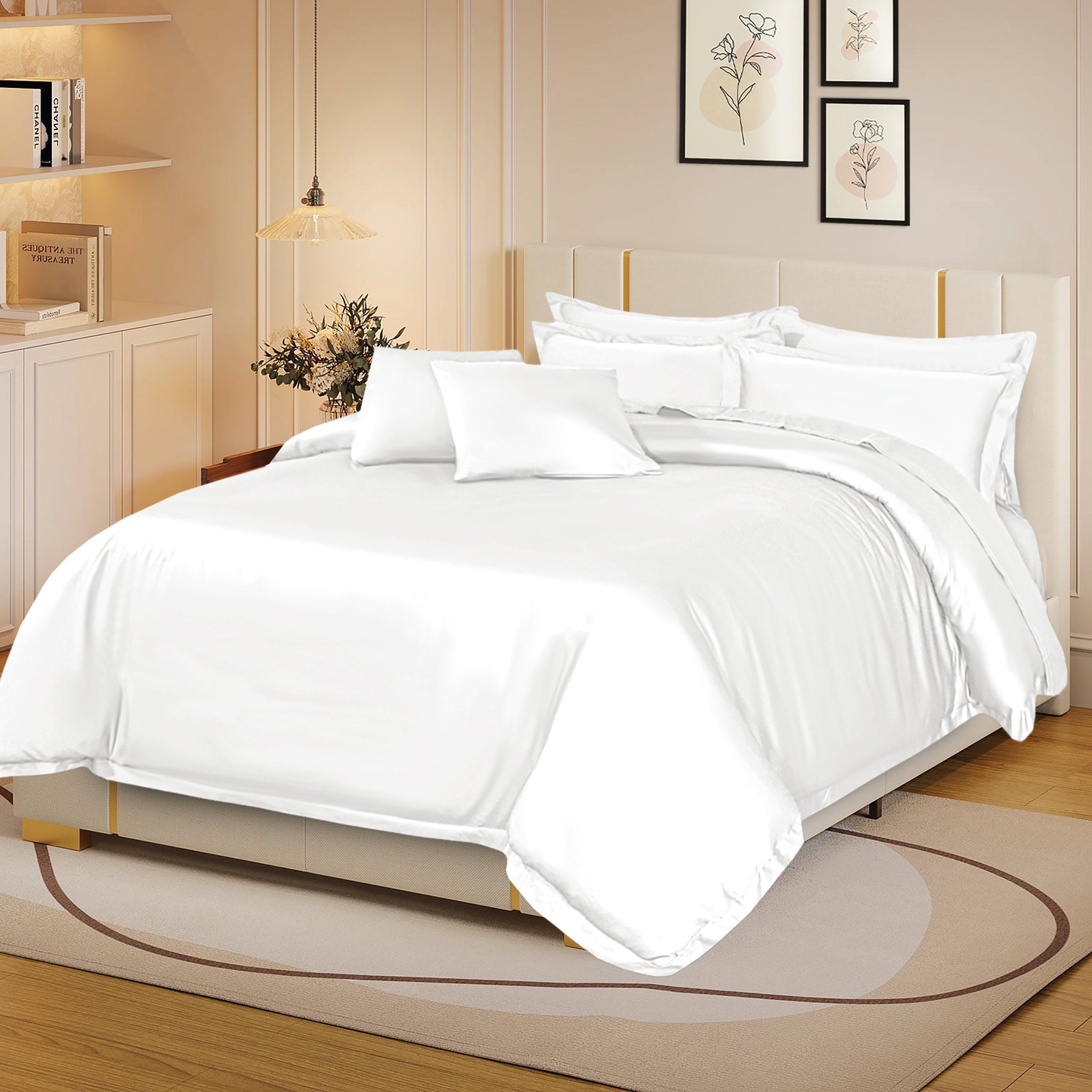 Siesta Zen 100% Egyptian Cotton 800 Thread Count Oxford Style Duvet Cover Set Soft, Breathable 5-Star Hotel Quality, All-Season Comfort