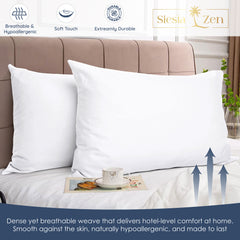 Siesta Zen 100% Egyptian Cotton Housewife Pillowcases 800 Thread Count Luxury Cooling Sateen, Ultra-Soft, Silky & Hypoallergenic 5 star Hotel Quality Standard size 50x75cm Pair pack