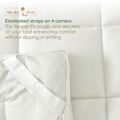 Siesta Zen Bamboo Mattress Topper 10cm Extra-Thick Comfort, Ultra-Soft, Cooling, Hypoallergenic Premium Mattress Enhancer
