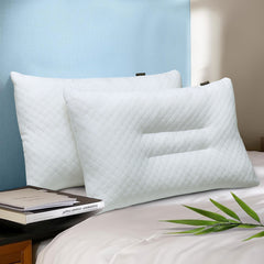 Siesta Zen Gentle Cervical Bamboo Air Flow Neck Support Pillow Filled with Vergin Hollowfiber Odorless, Ergonomic Contour Design for Neck & Spine Alignment Soft, Hypoallergenic (2, Standard Size)