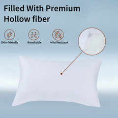 Hotel Quality Pair of Standard Hollow-fiber Filled Pillow, Breathable, Hyperallergenic, Plush Hotel-Style Down Alternative, Medium-Firm Support, Quick bounce back