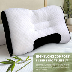 Gentle Cervical Bamboo Air Flow Neck Support Pillow Filled with Virgin Hollowfiber Odorless, Ergonomic Contour Design for Neck & Spine Alignment Soft, Hypoallergenic (Standard Size, Pack of 1 Pillow)
