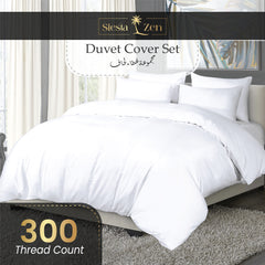 Siesta Zen 100% Egyptian Cotton Duvet Cover Set 300 Thread Count Percale Weave, Soft, Breathable & Luxury Hotel Quality Bedding
