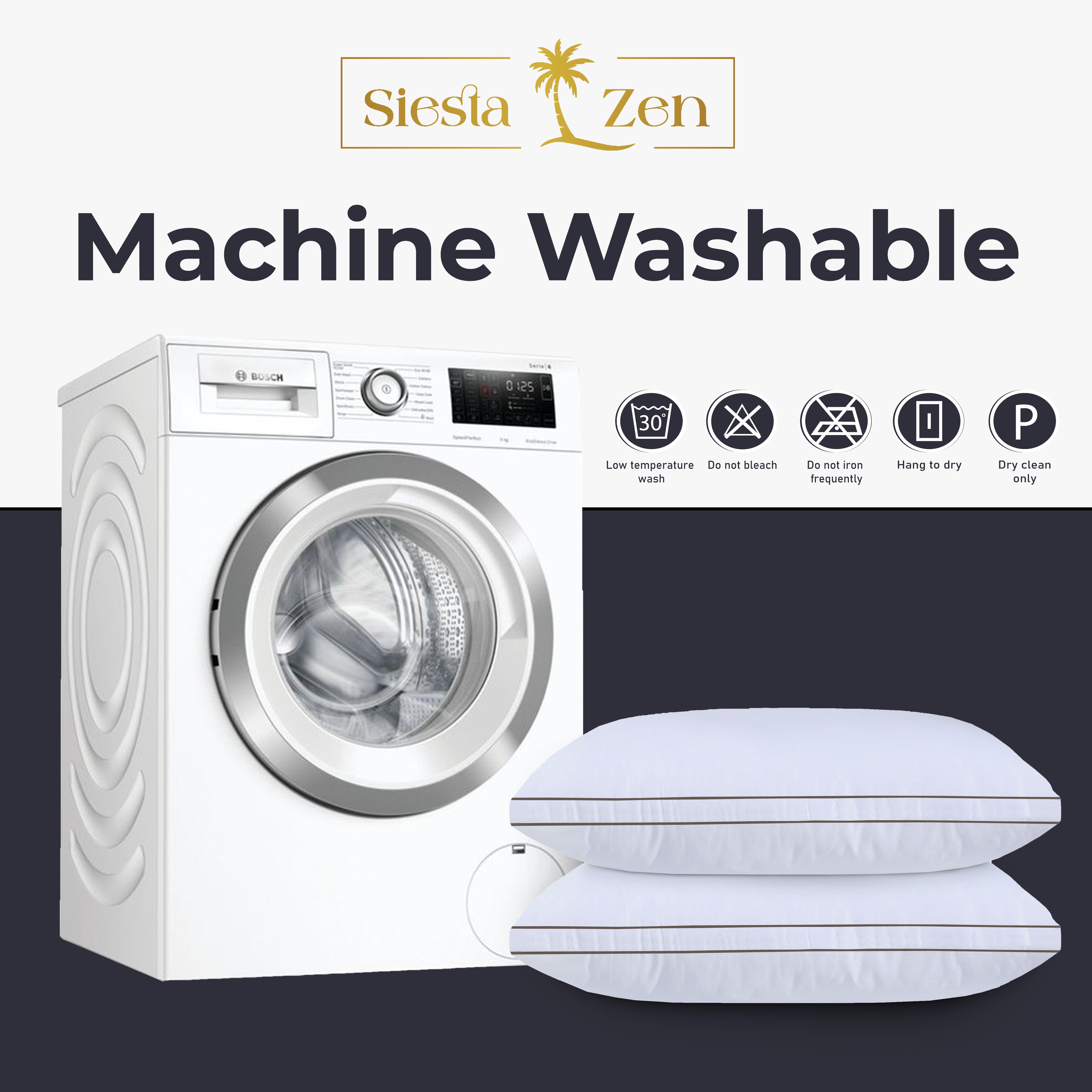 Hotel Quality Hollow-Fiber Filled Pillows (Pack of 2) – Plush Down-Alternative, Breathable, Hypoallergenic, Medium-Firm Support, Quick Bounce-Back, Double Piping Standard Pillows