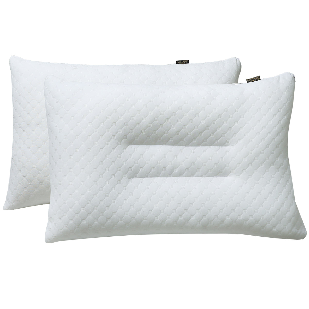 Siesta Zen Gentle Cervical Bamboo Air Flow Neck Support Pillow Filled with Vergin Hollowfiber Odorless, Ergonomic Contour Design for Neck & Spine Alignment Soft, Hypoallergenic (2, Standard Size)