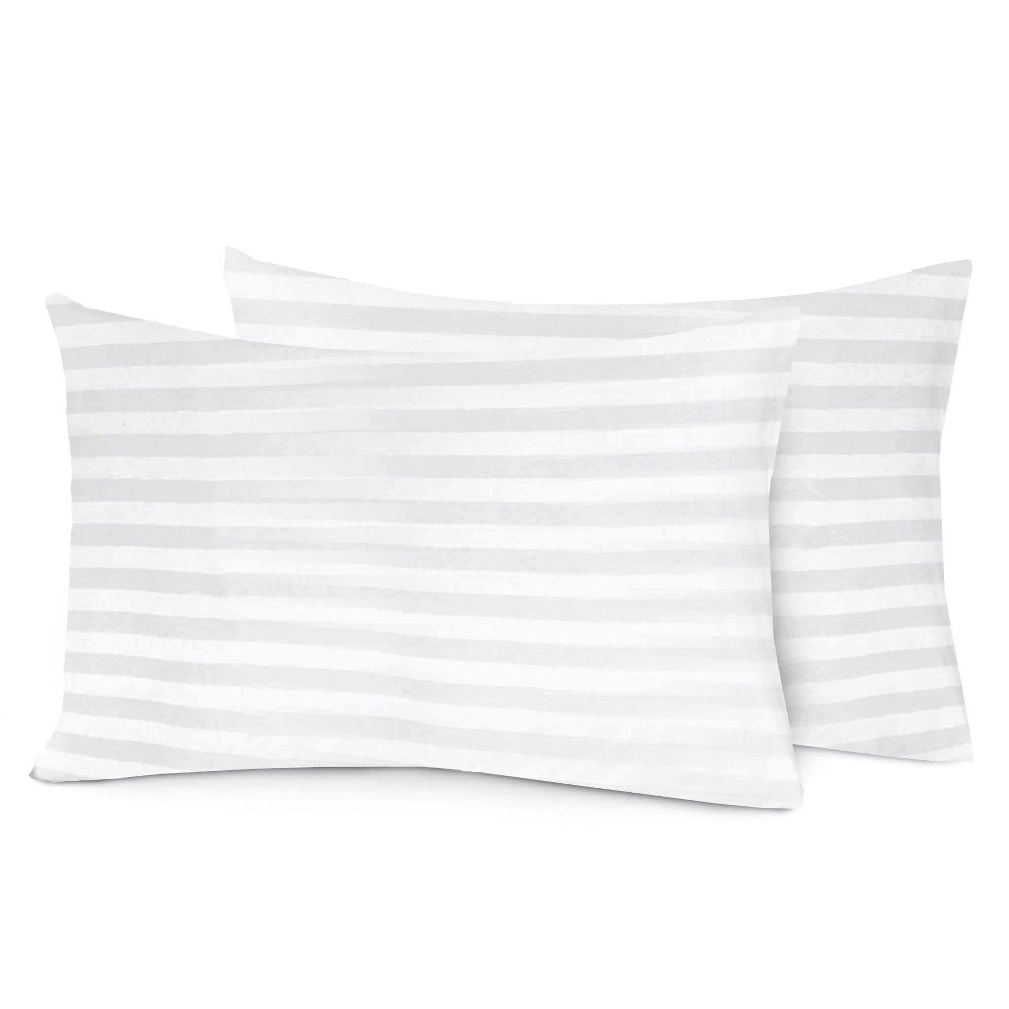 Siesta Zen 100% Cotton Luxury Hotel Sateen Pillow Covers (Pair) 2cm Satin Stripe, Ultra-Soft, Breathable & Hypoallergenic