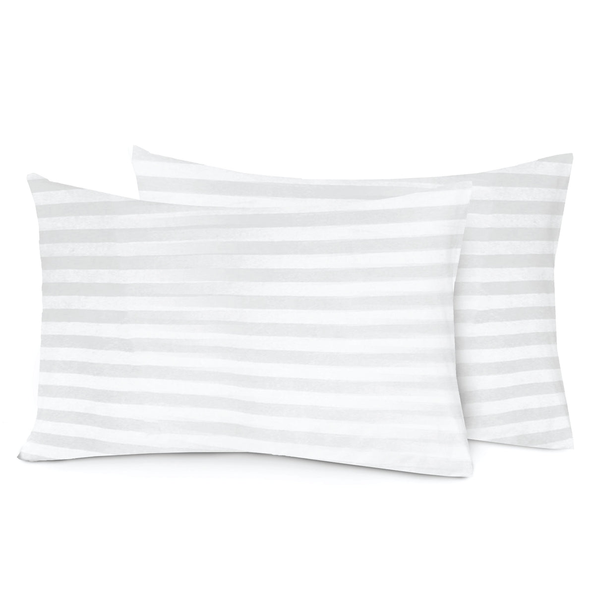 Siesta Zen 100% Cotton Luxury Hotel Sateen Pillow Covers (Pair) 2cm Satin Stripe, Ultra-Soft, Breathable & Hypoallergenic
