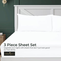 Siesta Zen 3 Piece Cotton Rich Fitted Sheet Set, 250 Thread count, 30cm Deep Pocket, Ultra Soft & Wrinkle Resistant