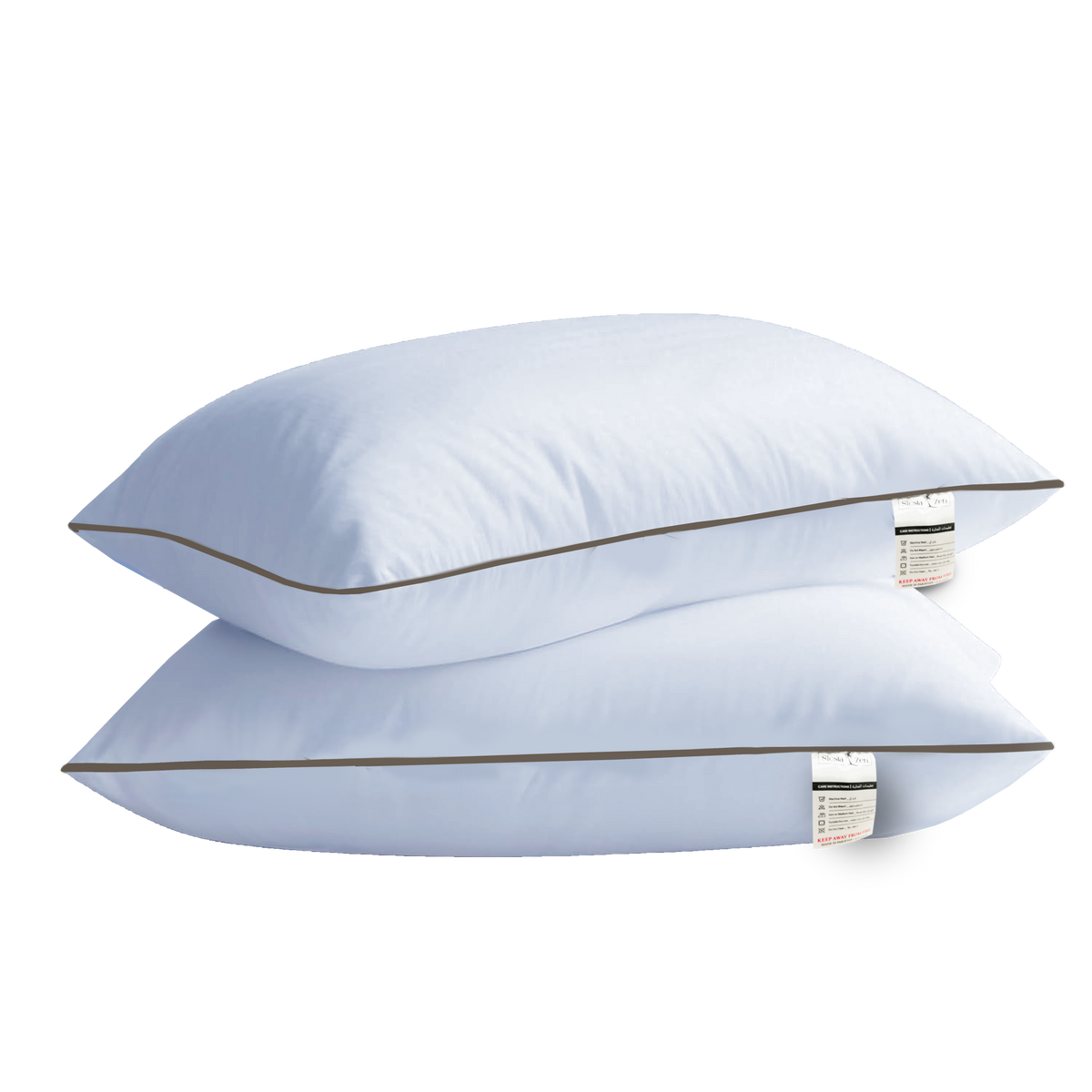 Hotel Quality Pair of Standard Hollow-fiber Filled Pillow, Breathable, Hyperallergenic, Plush Hotel-Style Down Alternative, Medium-Firm Support, Quick bounce back (2, Single Piping Pillow)