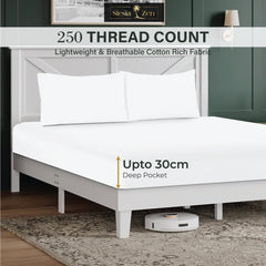 Siesta Zen 3 Piece Cotton Rich Fitted Sheet Set, 250 Thread count, 30cm Deep Pocket, Ultra Soft & Wrinkle Resistant