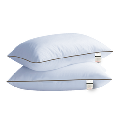Hotel Quality Pair of Standard Hollow-fiber Filled Pillow, Breathable, Hyperallergenic, Plush Hotel-Style Down Alternative, Medium-Firm Support, Quick bounce back (2, Single Piping Pillow)