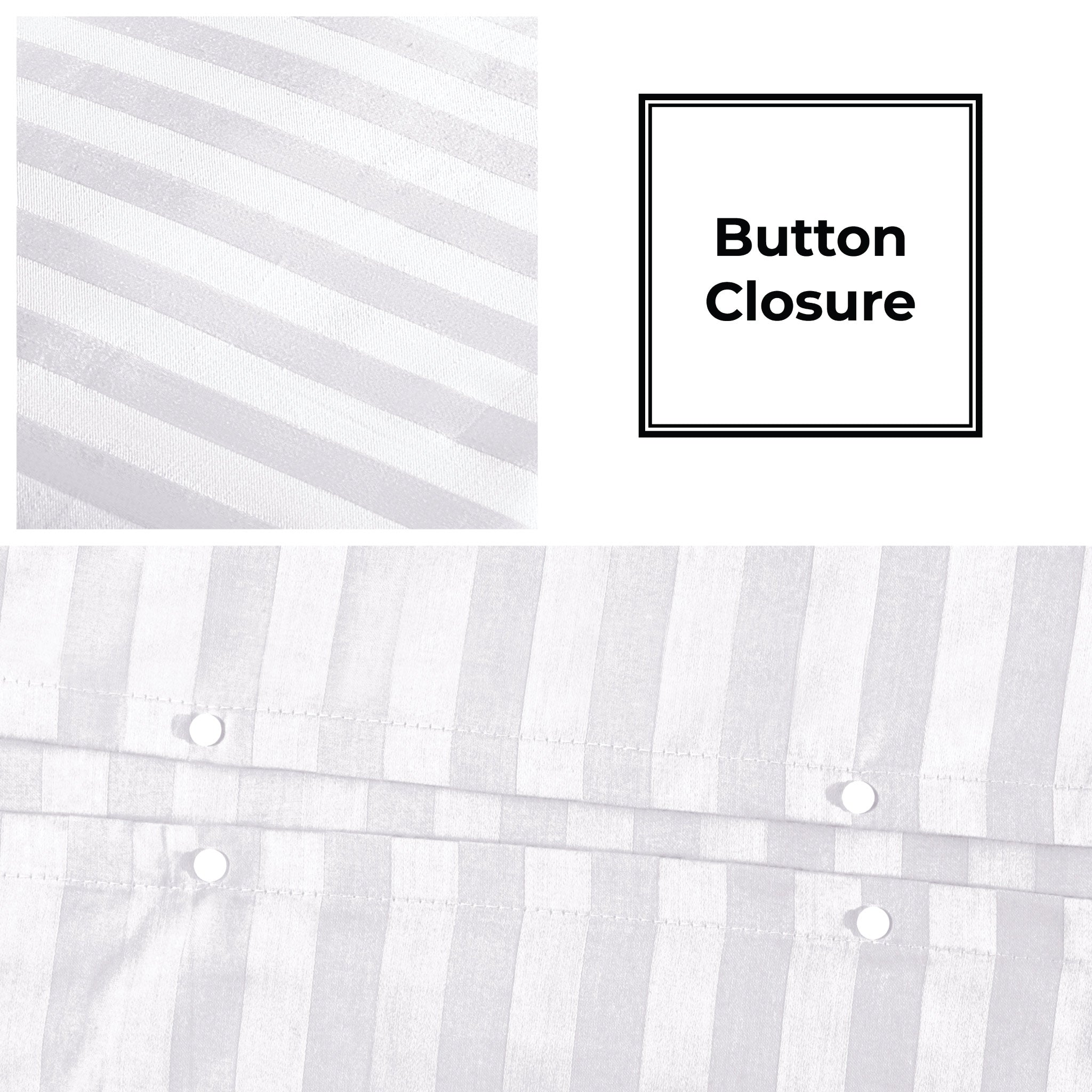 Siesta Zen 100% Cotton Hotel Luxury Sateen Duvet Cover Set, 2cm Satin Stripe, Ultra-Soft, Breathable & Hypoallergenic