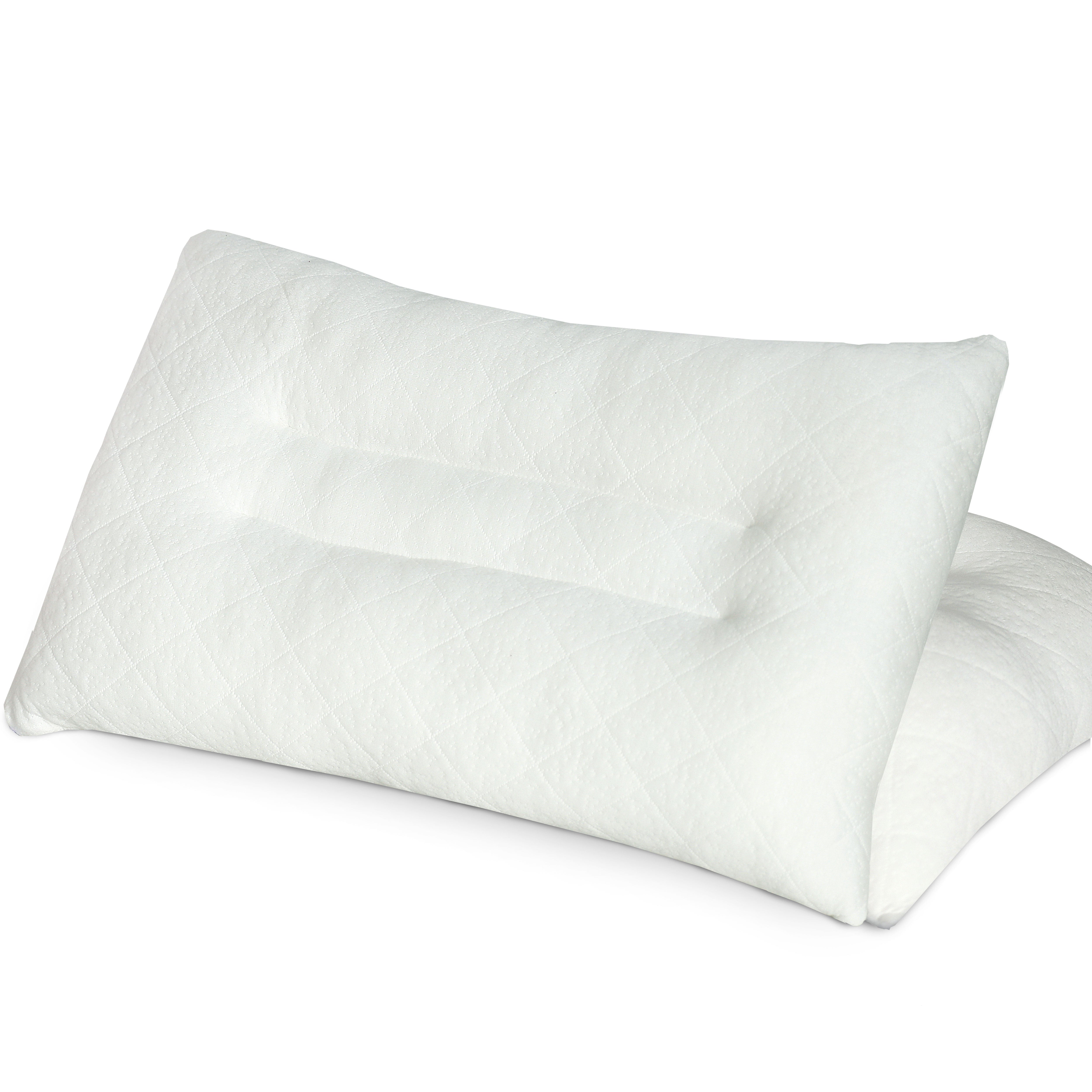 Ultimate Sleep Bamboo Filled Pillow (Pack of 2)  Standard Size Ergonomic Bed Pillows with Zipper, Virgin Hollowfiber Fill, Hypoallergenic, Breathable Cervical Neck Support for Side Sleepers