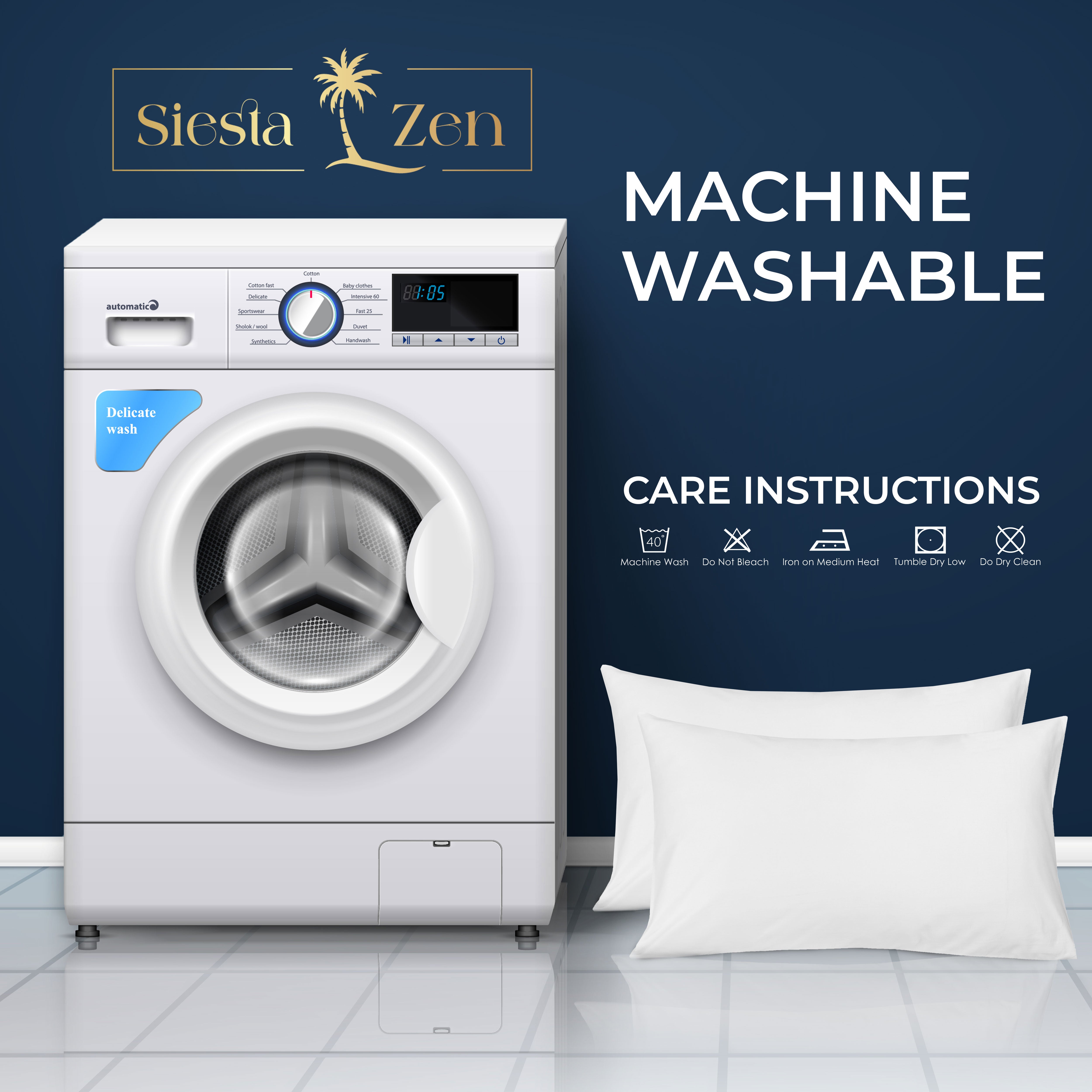 Siesta Zen 100% Egyptian Cotton Housewife Pillowcases 800 Thread Count Luxury Cooling Sateen, Ultra-Soft, Silky & Hypoallergenic 5 star Hotel Quality Standard size 50x75cm Pair pack