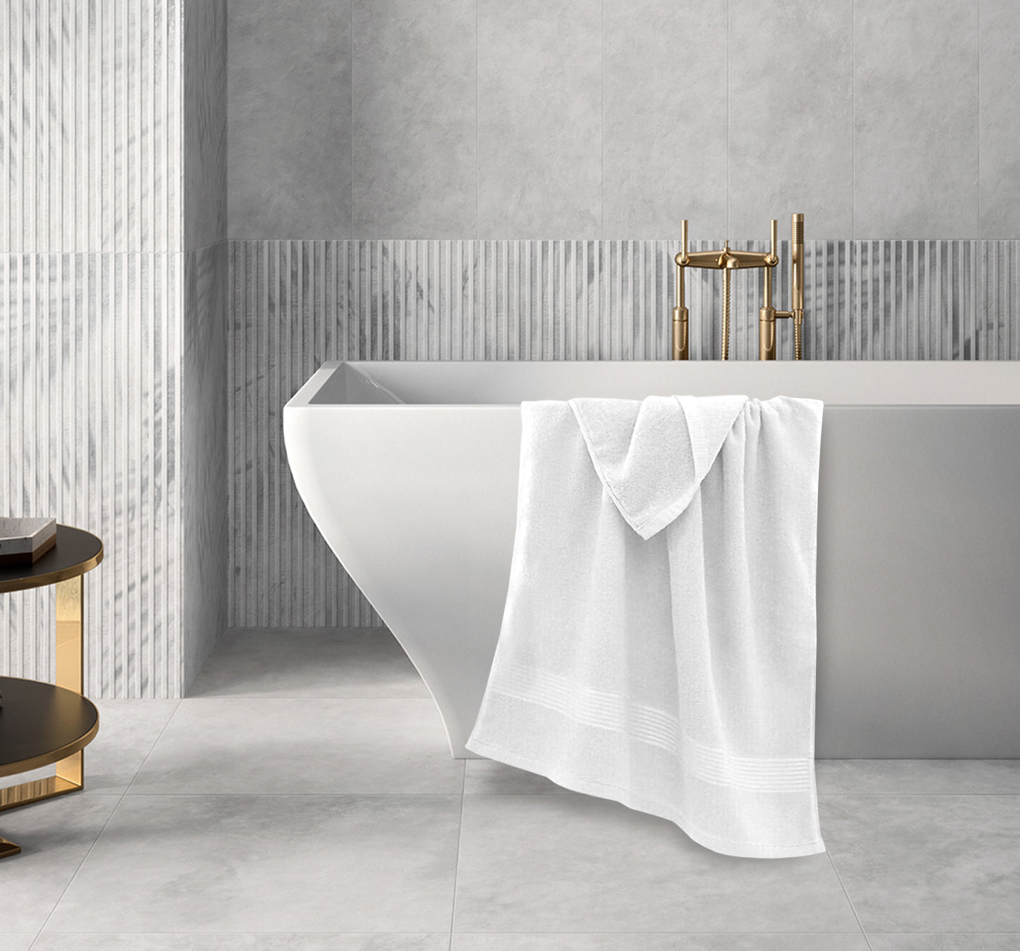 Siesta Zen Jumbo Bath Towels (Pack of 2) 600 GSM, 100% Combed Cotton, Extra Large 90x180cm, Ultra-Absorbent, Soft Hotel Quality with Jacquard Border