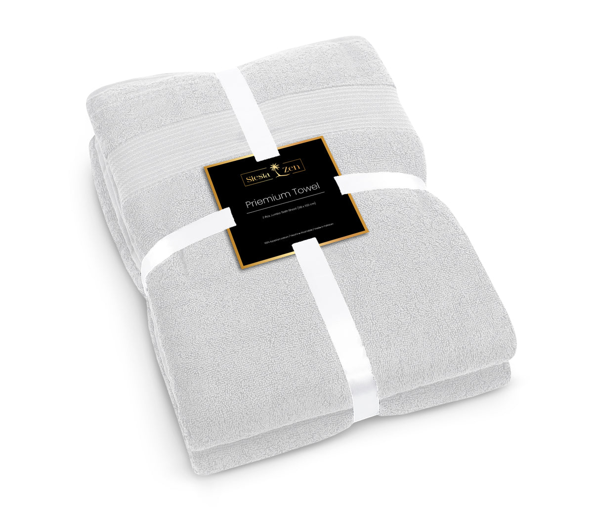 Siesta Zen Jumbo Bath Towels (Pack of 2) 600 GSM, 100% Combed Cotton, Extra Large 90x180cm, Ultra-Absorbent, Soft Hotel Quality with Jacquard Border