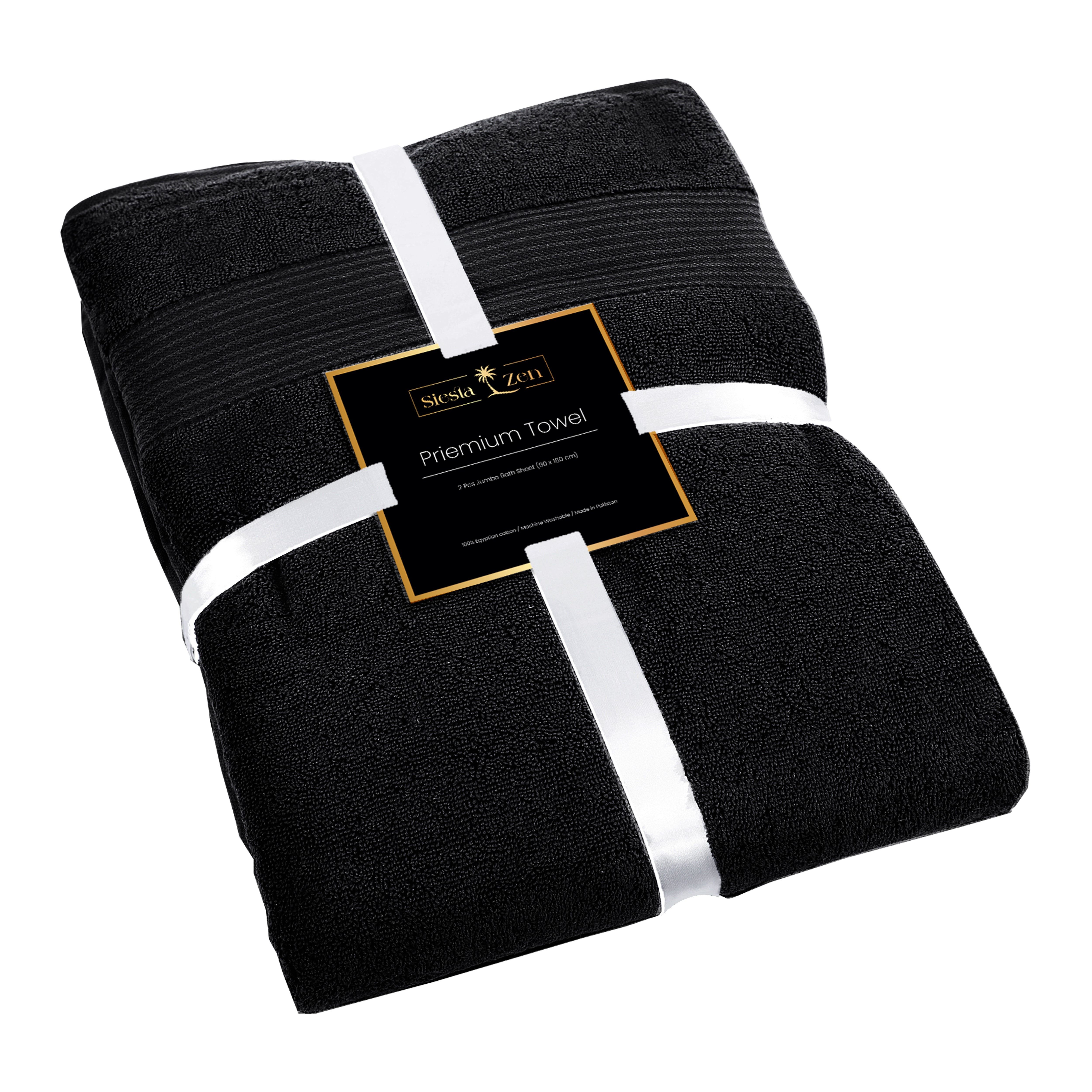 Siesta Zen Jumbo Bath Towels (Pack of 2) 600 GSM, 100% Combed Cotton, Extra Large 90x180cm, Ultra-Absorbent, Soft Hotel Quality with Jacquard Border