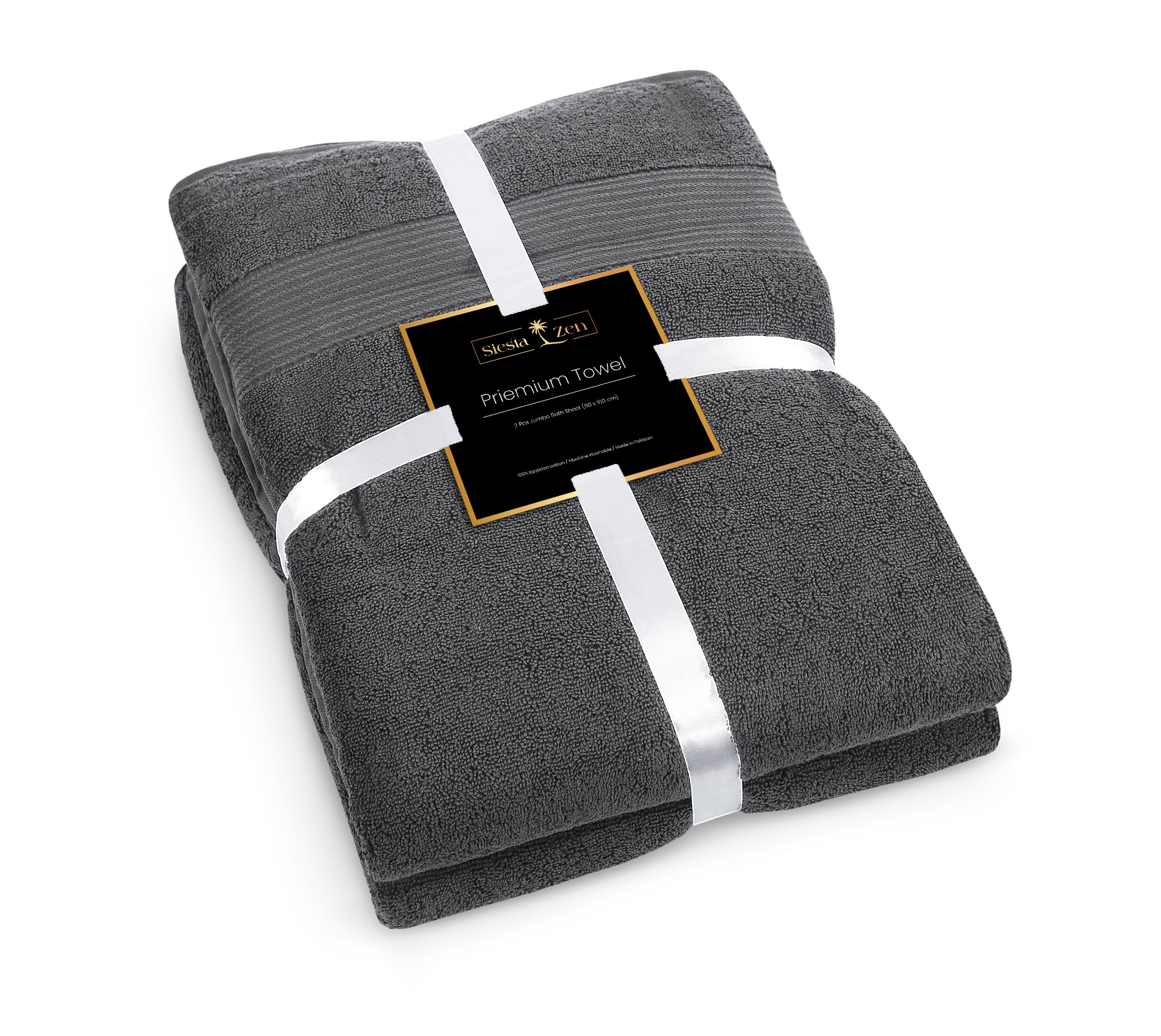 Siesta Zen Jumbo Bath Towels (Pack of 2) 600 GSM, 100% Combed Cotton, Extra Large 90x180cm, Ultra-Absorbent, Soft Hotel Quality with Jacquard Border